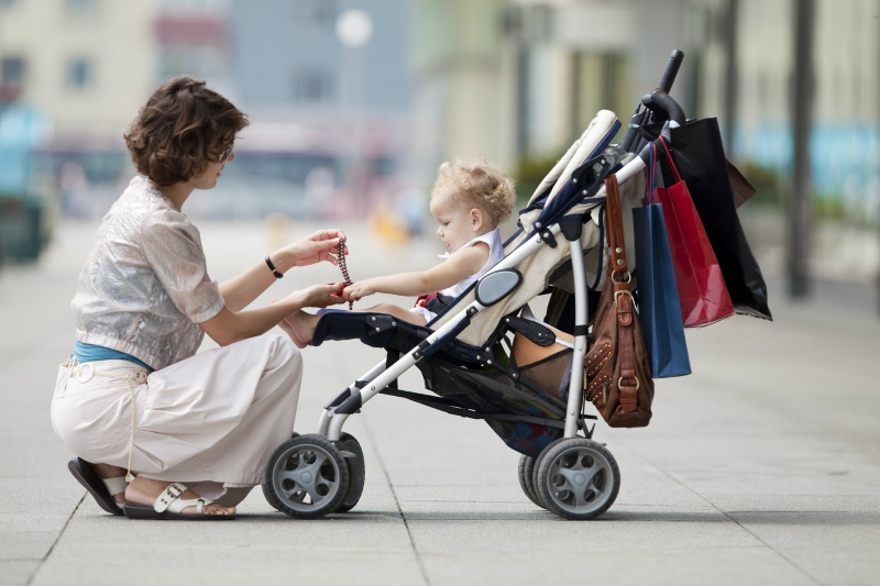 Woman with Child Stroller